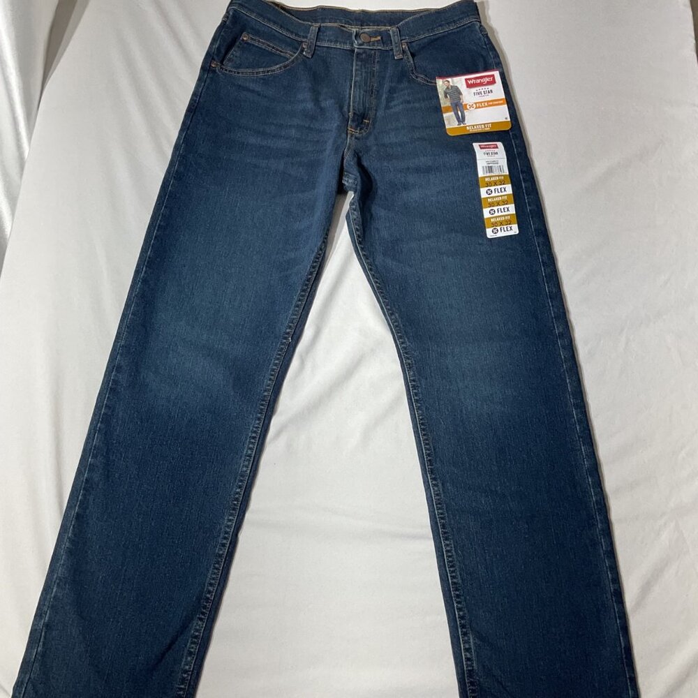Wrangler Mens Relaxed Fit Flex Jeans Durable Denim 30/32
